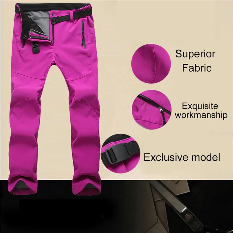 New Women Fleece Softshell Camping Hiking Pants 2017 Winter Outdoor Sports Trousers Trekking Ski Waterproof Pants New Women Fleece Softshell Camping Hiking Pants 2017 Winter Outdoor Sports Trousers Trekking Ski Waterproof Pants