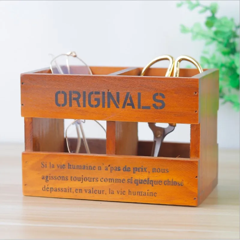 

Grocery Desktop Storage Box Wooden Remote Control Storage Box Vintage Old Wooden Box Debris Storage Stationery Storage