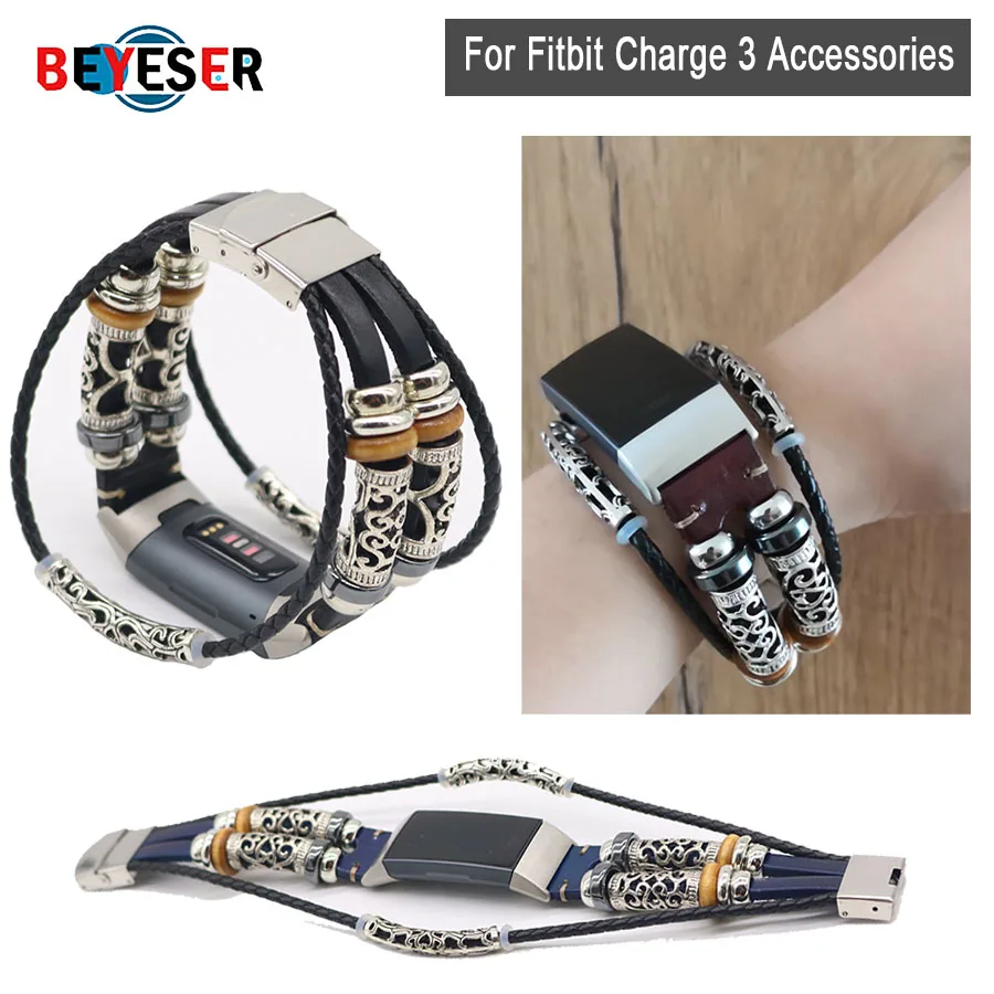 

Retro Leather Strap Bracelet for Fitbit Charge 3 Band Replacement Watch Band for Fitbit Charge 3 Smart Watchband Accessories