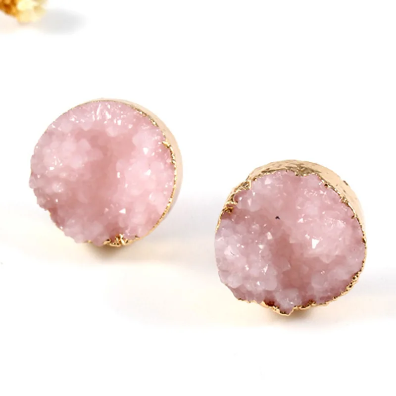 Женские круглые серьги гвоздики Bijoux простые сережки золотого розового красного