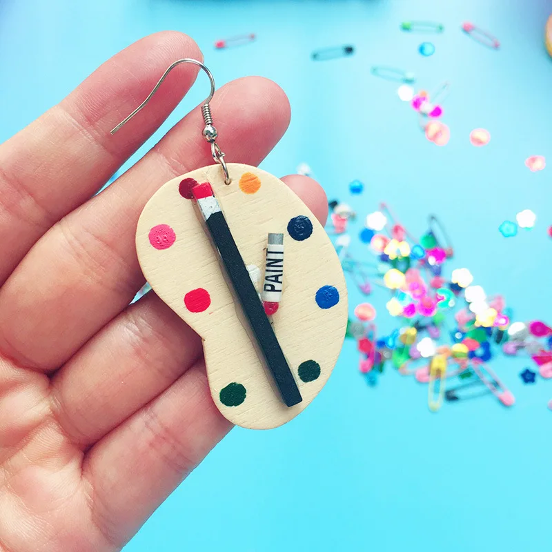 

Cute Funny Multi Colors Drop Earrings Palett Personality Hand-made New Classic Harajuku Earrings Jewelry Gift girls