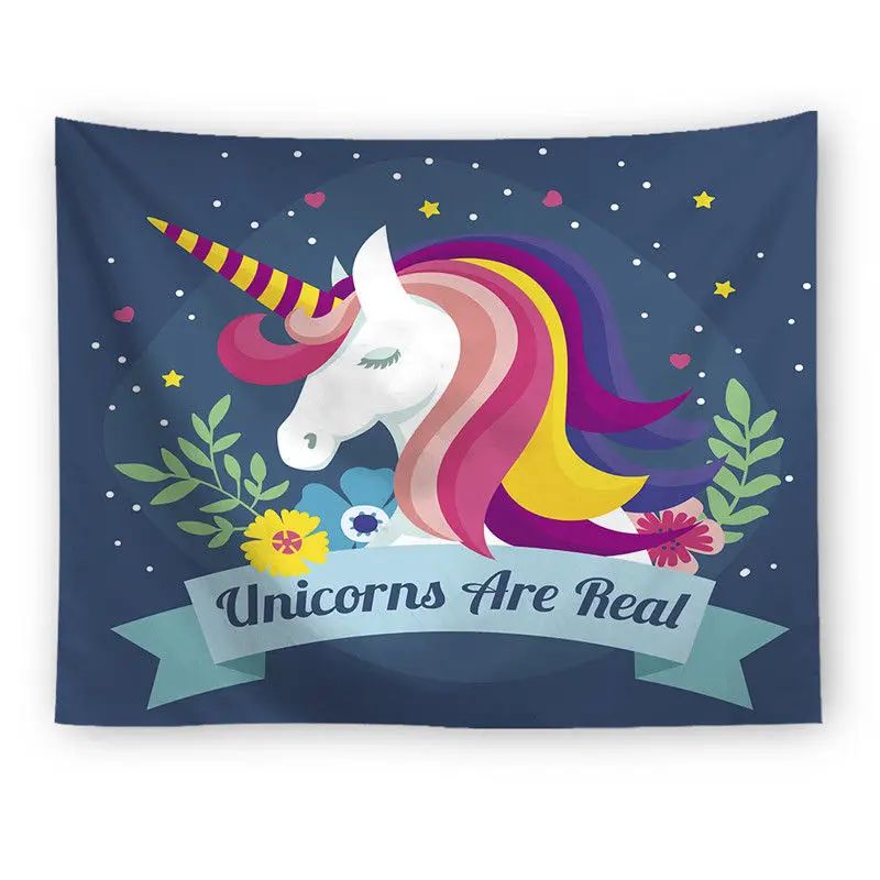 Многоцветный волшебный мультфильм Единорог настенный гобеленовое пляжное полотенце одеяло для пикника Коврик для йоги покрывала спальня домашний модный Декор - Цвет: 1