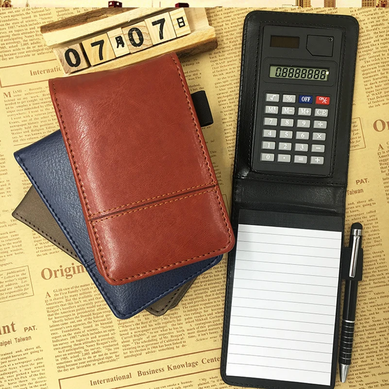 

A7 PU Leather Notebook Notepad Diary Memo Planner Multifunction Pocket Mini Notepad with Calculator Stationery