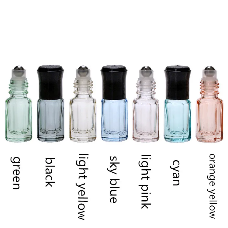 20pcs/lot 3ml Empty mini glass rollon bottles for essential oils refillable perfume bottle deodorant containers with black lid