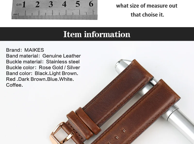 MAIKES ремешок для часов из натуральной кожи с серебряной и золотой пряжкой для 12 мм, 16 мм, 18 мм, 20 мм, роскошный браслет для замены
