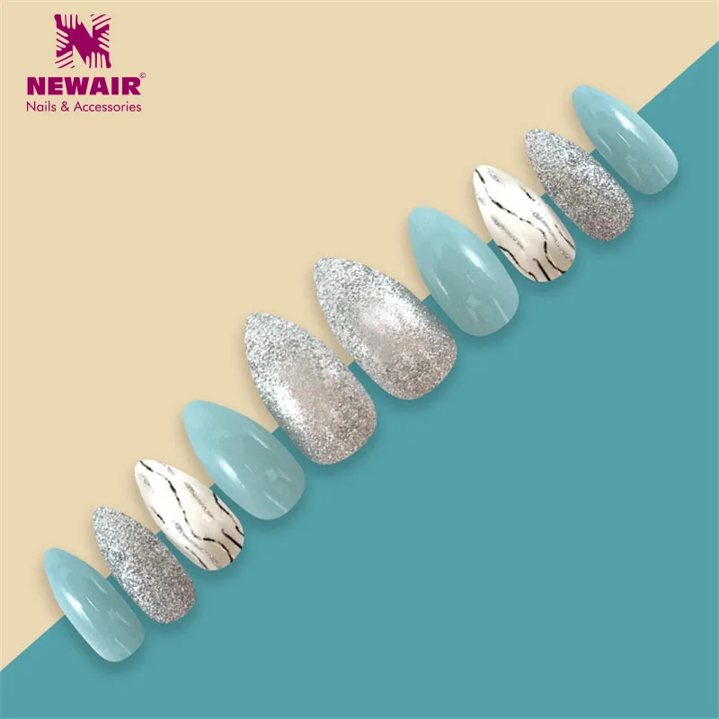 24 шт острые накладные ногти с дизайном полное покрытие блестящие накладные ногти советы нажмите на ABS женские украшения для ногтей