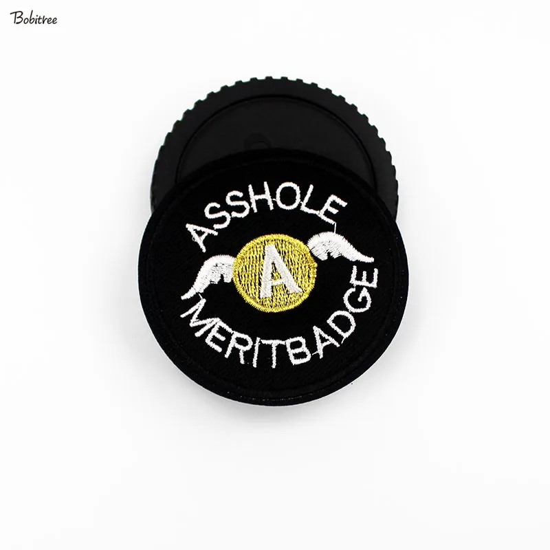 New /'Asshole Meritbadge/' Logo Iron on Sew on patch Applique Badge