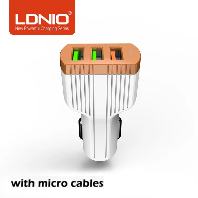 

LDNIO Fast Car Charger QC 3.0 Mobile Phone Charger 3USB Mobile Phone Quick Charge For Iphone Xaiomi Samsung Tablet Car-Charge