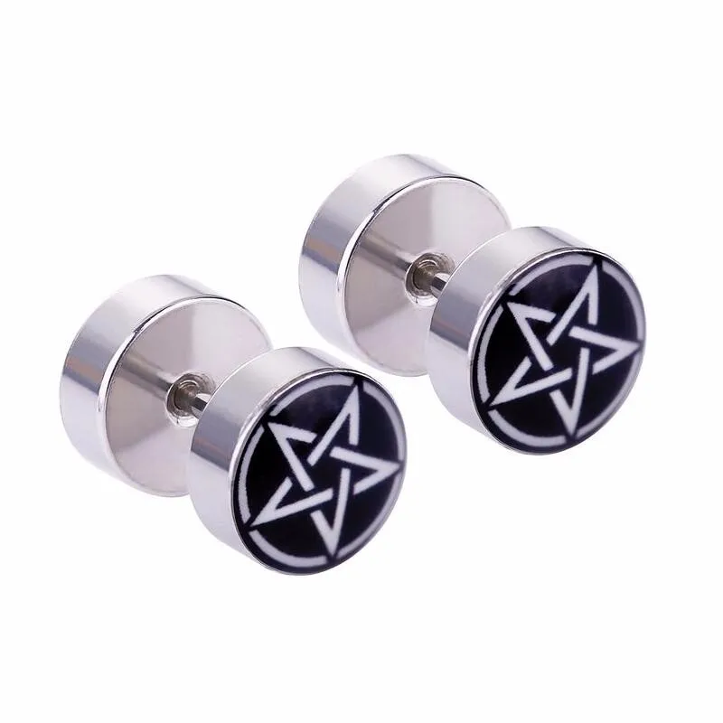 Surgical Steel Ear Piercing Magic Pentacle Logo Stud Earring