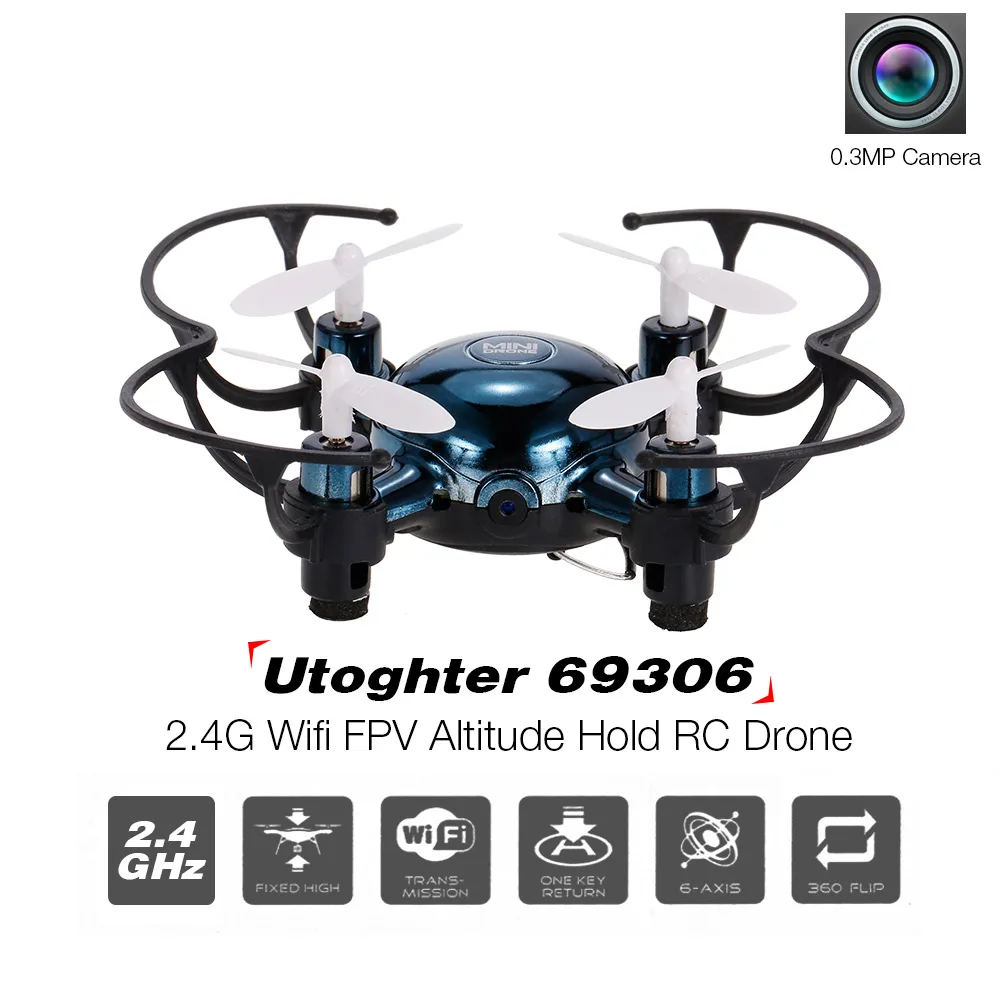 Utoghter 69306 Wi Fi FPV системы 0.3MP камера 2,4 г 6 оси гироскопа Безголовый высота удержания Мини RC Quadcopter