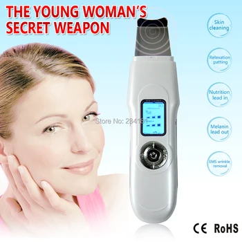 

LCD Mini ultrasonic 2.4MHZ cleaning face face massager Ion Skin Scrubber Peeling Facial Cleaner Massager Drop shipping