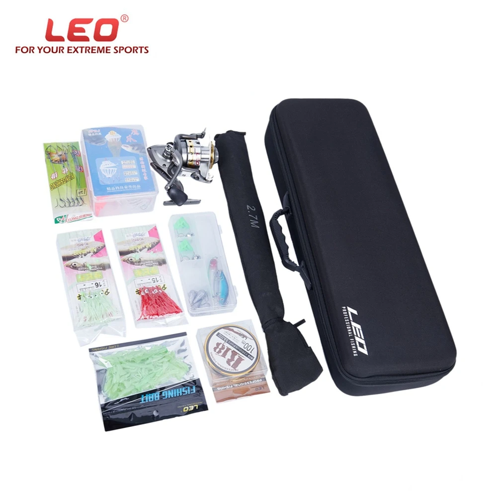 ليو صيد قضيب كومبو كيت الغزل الصيد بكرة والعتاد القطب مجموعة تلسكوبي الصيد رود بكرة مع 100 متر الصيد خط السحر السنانير