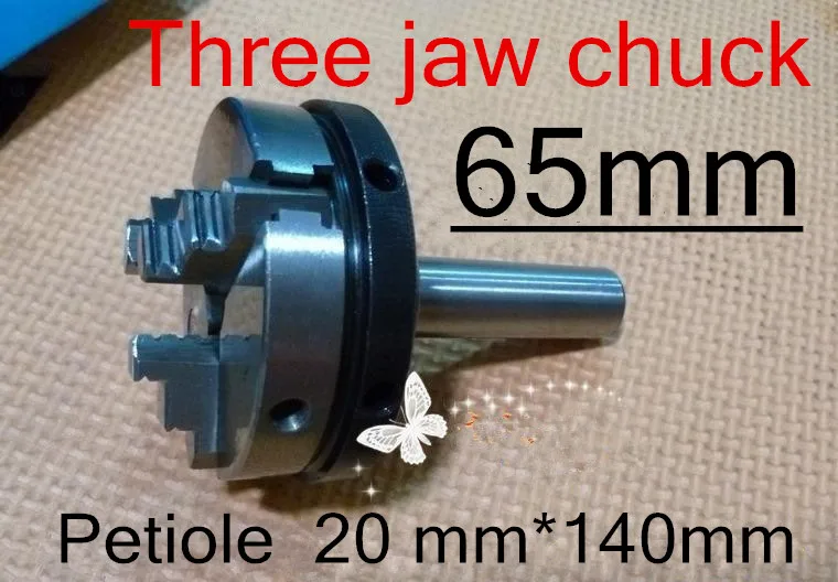 

65mm Straight shank Three jaw chuck Petiole 20mm length 140mm Manual The lathe tool Free shipping