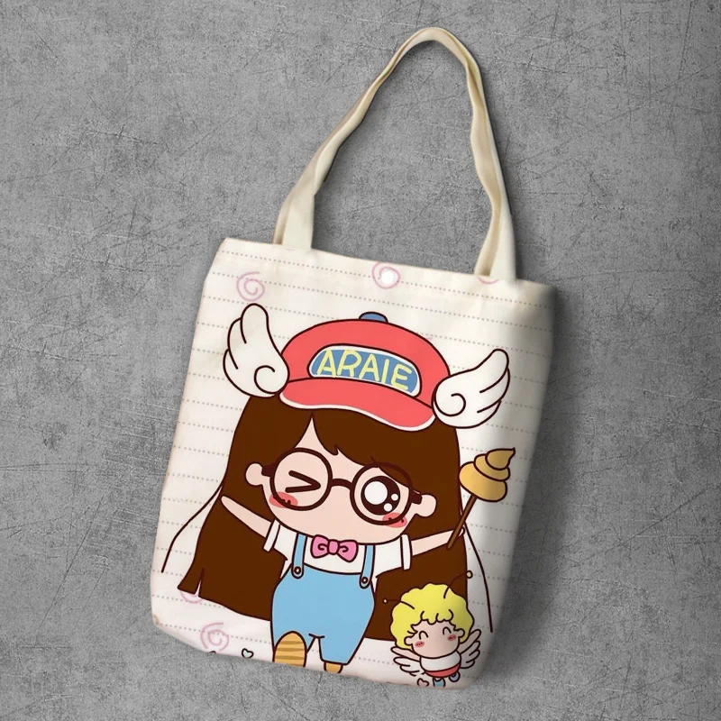 Arale девушка мультфильм студент печатных холст шоппинг рюкзак большой емкости аниме Tote Модные женские повседневные сумки на плечо - Цвет: Image Color