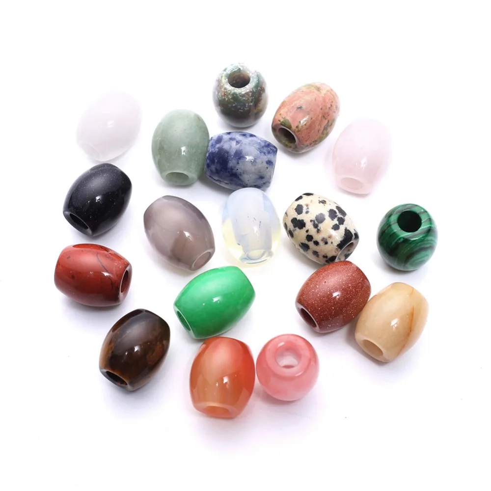 

Wholesale 12pcs Natural Stone Green Aventurine Carnelian Lapis Flat Beads Multiple Big Hole for Jewelry Making Accessories Free