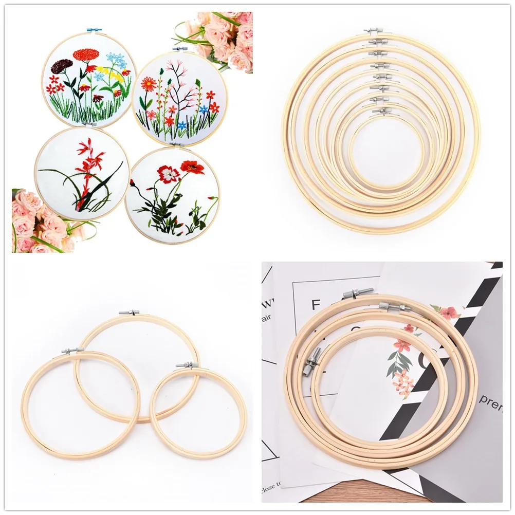 

13-34cm Wooden Frame Hoop Circle Embroidery Round Machine Bamboo For Cross Stitch Hand DIY Household Craft Sewing Needwork Tool