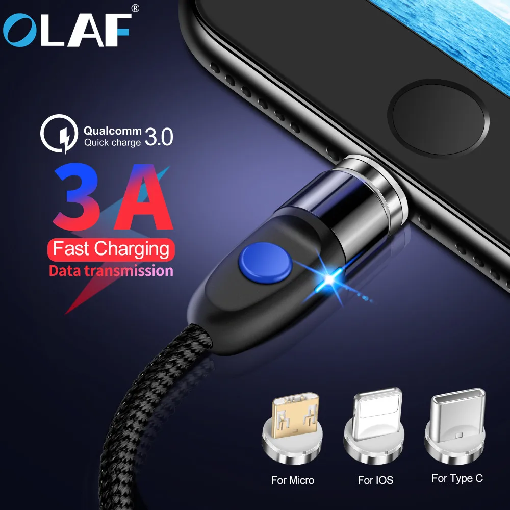 

OLAF Magnetic Cable for iPhone Samsung 3A Fast Charging Magnet phone USB Cable Micro USB Type C cable Magnet Charger&Data Sync