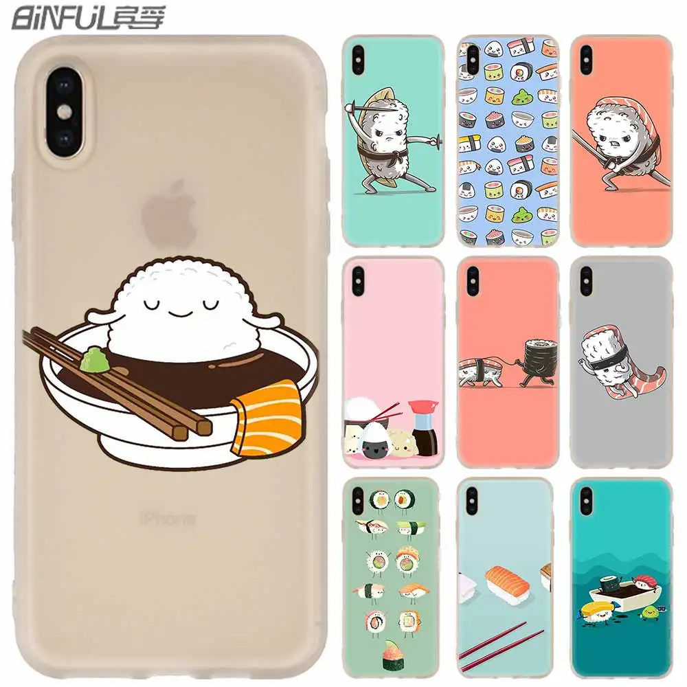 

Silicone Soft Cover Case FOR iPhone 11 Pro 2019 X XS Max XR For iPhone 5 5S SE 6S 6 4 4S 7 8 Plus keep calm eat sushi