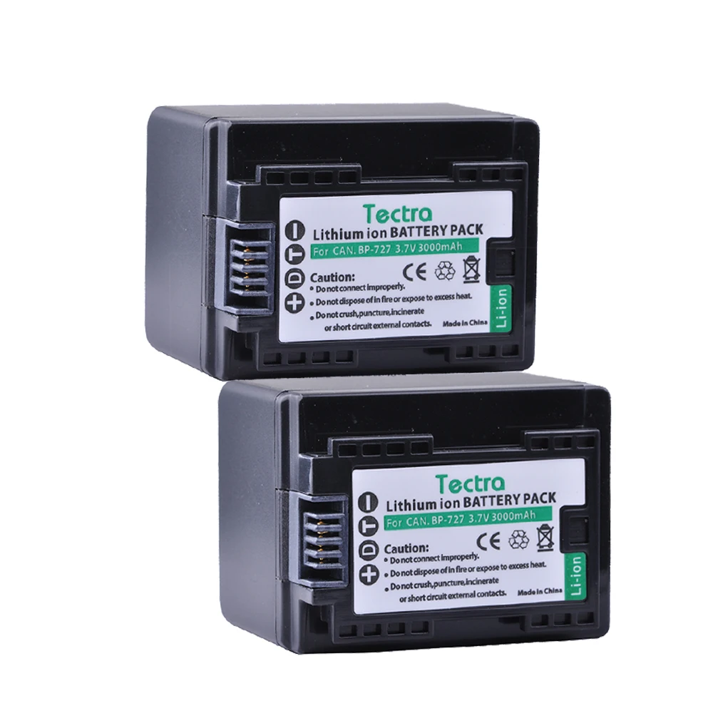 Аккумулятор для камеры Tectra 2 шт./упак. литий ионная батарея BP727 фотокамер Canon VIXIA HF