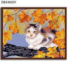 DRAWJOY Cat обрамленная картина DIY картина по номерам Акриловая живопись на холсте настенное искусство для домашнего декора 40x50