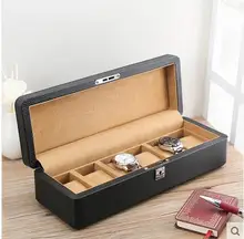 fashion wooden structrue 6 slot leather watch boxes wood cases for watches watch display box for jewelry organizer SBH015