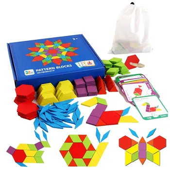 

Kids Tangram Infantil Wooden Jigsaw Puzzle Educational Toys 155PCS Creative Montessori Board Set Intelligent Development Toys