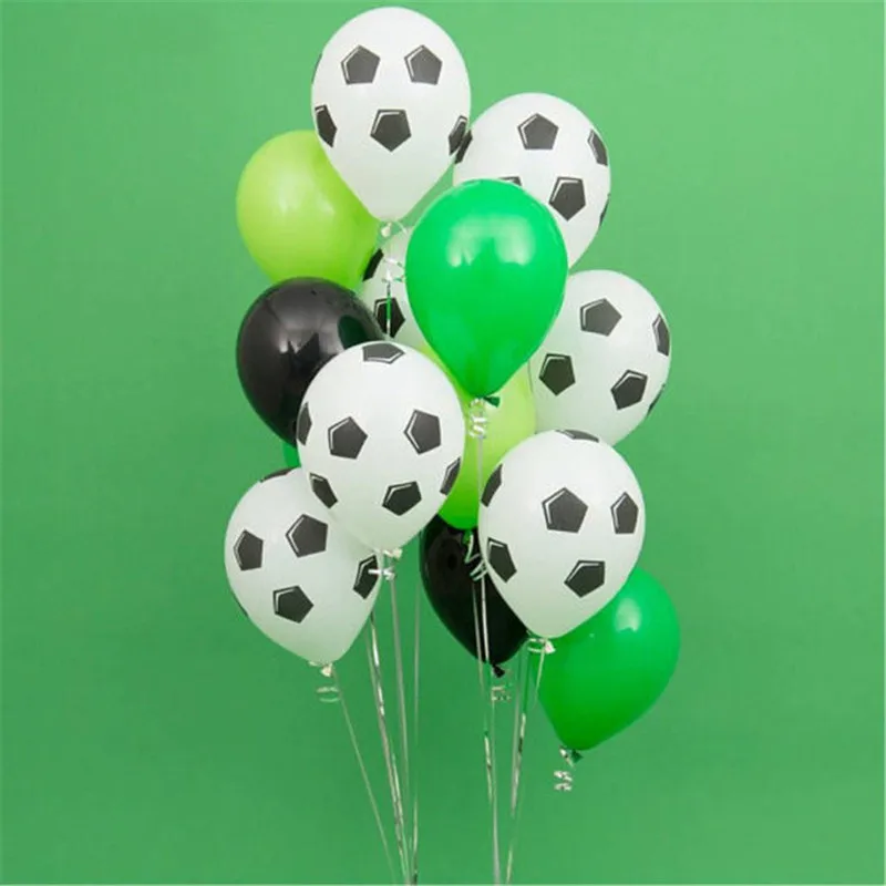

13Pcs Green Football Soccer Theme Party Round Balloons Black White Ballons Globo for Boys Birthday Games Toys Party Supplies