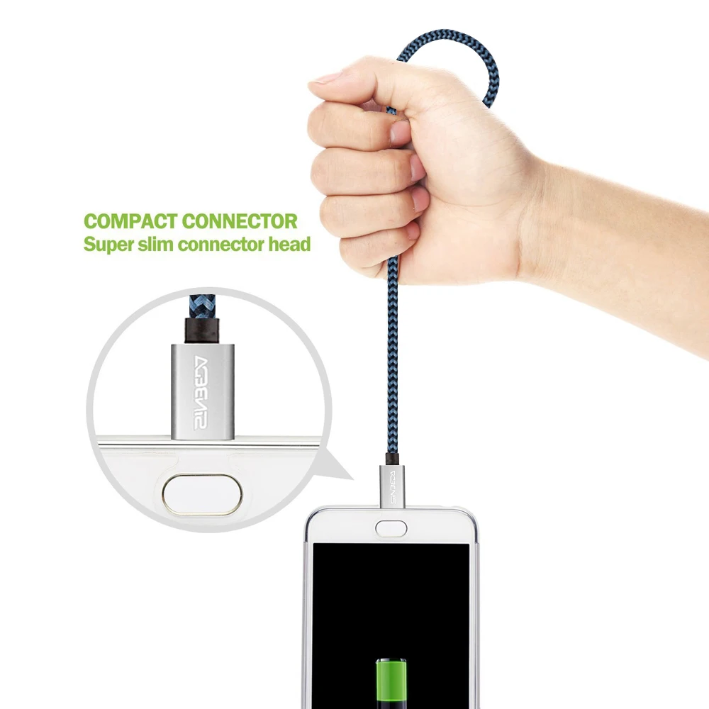 Sinbeda 5V 2.4A кабель Micro USB для быстрой зарядки 1 м 8 3 Android зарядного устройства плетеный