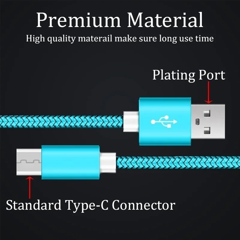 Нейлоновый 5Pin Micro USB кабель для синхронизации данных и зарядки Huawei MediaPad T2 / Pro Honor