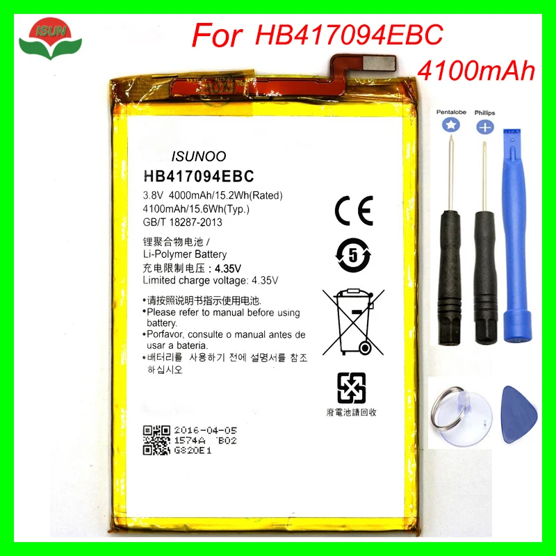ISUNOO Новый аккумулятор для сотового телефона 4100 мАч HB417094EBC Huawei Ascend Mate 7 Mate7 MT7 TL00 TL10