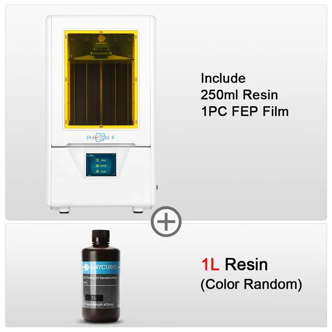 ANYCUBIC Photon-S 3D принтер со смолой SLA 2K экран УФ светильник двойной impresora 3d Drucker Impressora 3d принтер наборы - Цвет: Photon- S add 1L