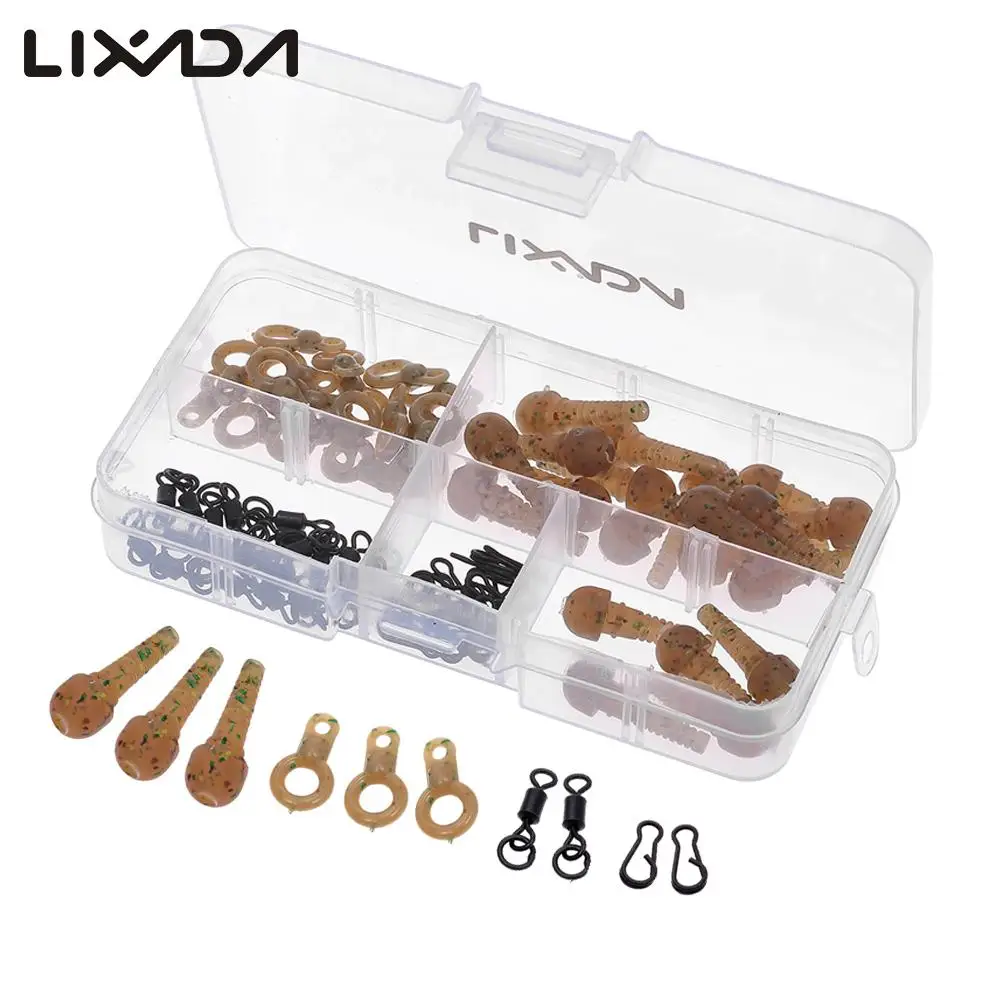 

Lixada 80pcs Carp Fishing Terminal Rigs Set Safety Sleeves Rig Rings Anti-tangle Rolling Swivels Snap Clips Carp Pesca