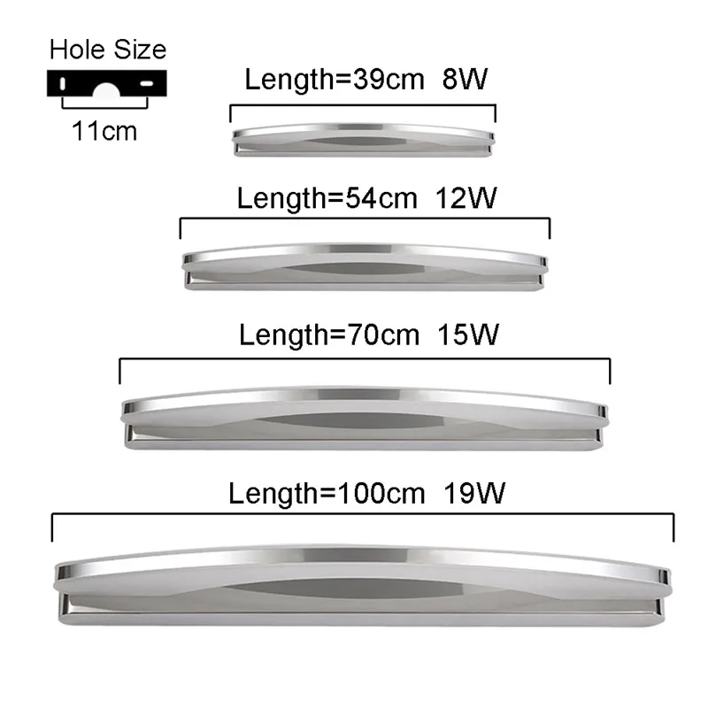 Светодиодный зеркало светильник Настенный лампада AC90-260V 39 см 54 см 70 см/80 см/косметические акриловые помещении Ванная комната зеркало с подсветкой led лампа BRIGHTINWD