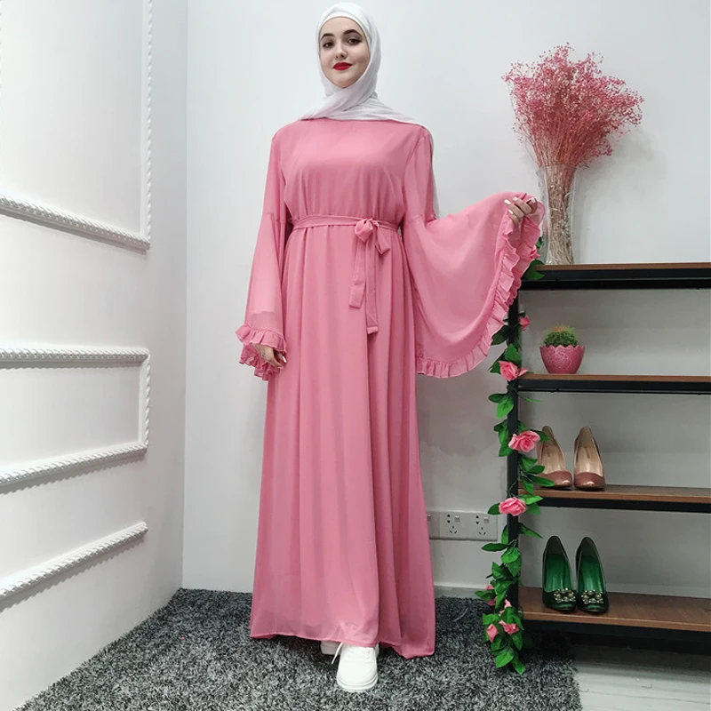 Chifffon Vestidos Рамадан кафтан абайя, арабское мусульманское Макси платье кафтан Elbise Hijab Eid платья Robe Femme Musulmane