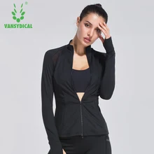 Женская куртка для бега на молнии, Спортивная рубашка для йоги, фитнеса, тренировки, экстервиса, топы Vansydical