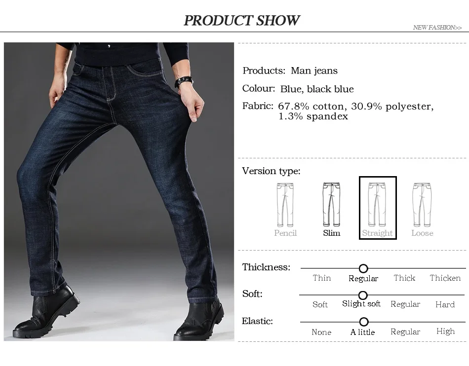 Мужская одежда осень зима стрейч черные прямые джинсы высокого качества повседневно-деловое платье модные джинсовые брюки мужские