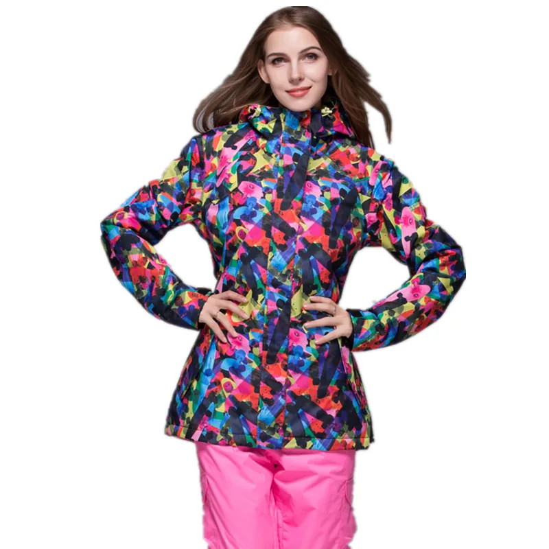 Лыжная куртка женская ветрозащитная водонепроницаемая куртка для сноуборда с цветочным принтом спортивная Лыжная одежда для подростков зимняя