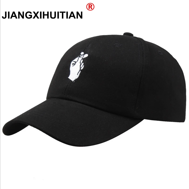 Embroidered Heart Gesture KoreaStyle Peaked Cap Love Finger Baseball Hat Cap