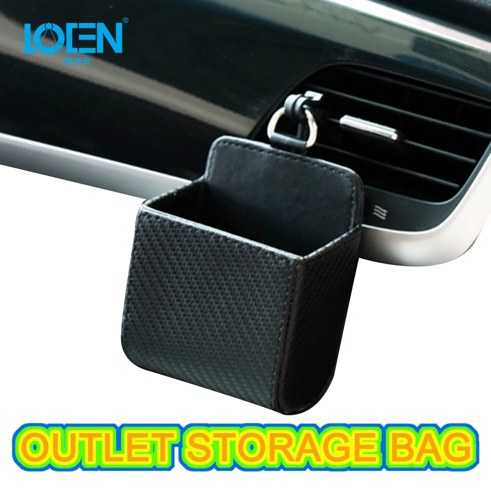 Car Organizer Storage Box Bag Air Outlet Dashboard Hanging Leather