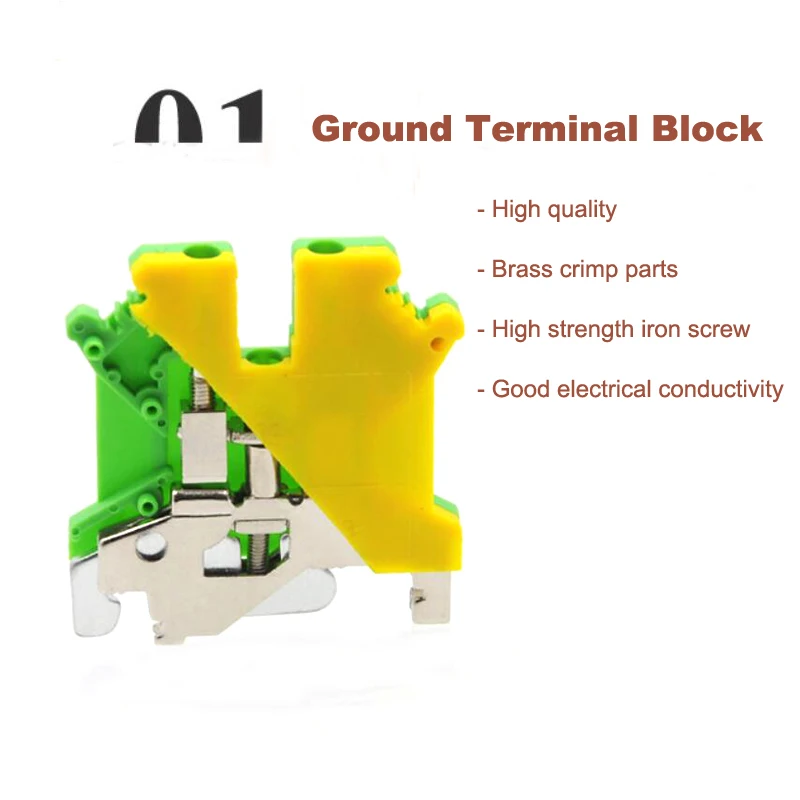 5/10 шт. USLKG10 Клемма заземления блоки DIN Rail Тип клеммные колодки UK-10N желтый зеленый заземления morsettiera разъем 10mm2
