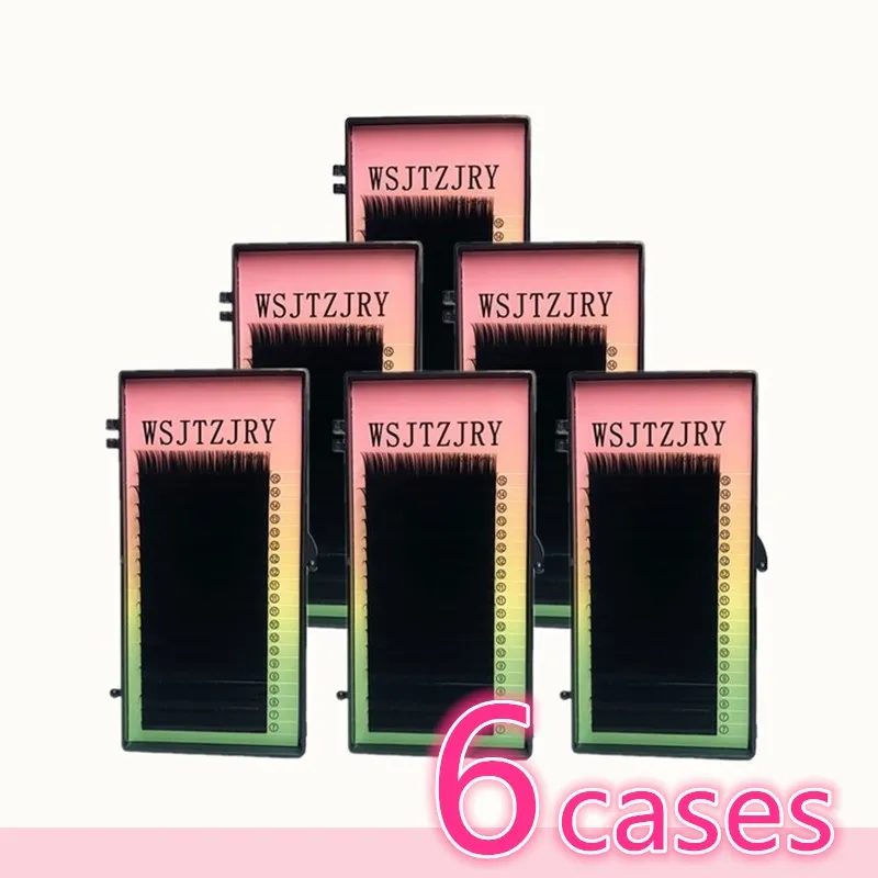 WSJTZJRY 6 cases 7~15mm MIX in one tray 20rows/tray mink eyelash extension natural eyelashes individual false | Красота и здоровье