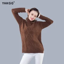 

YHKGG 2018 New Women Turtleneck Sweaters And Pullovers 2018 Robe Pull Femme Simple Jumper Irregular Dovetail Hem Sweaters