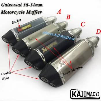 

Laser Marking 36-51mm Motorcycle Exhaust Muffler Pipe Escape Moto Exhaust Double Hole With Sticker For NinjaZ250 Scooter R25 R15