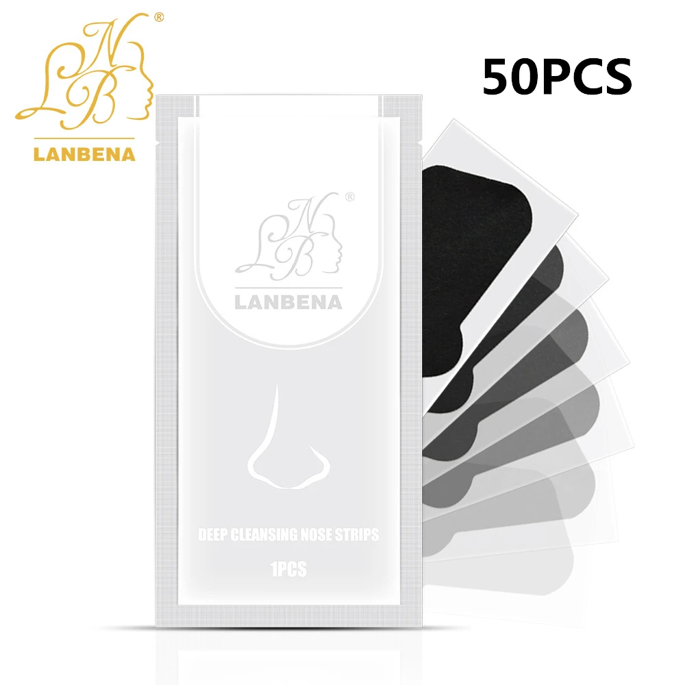 

50pcs LANBENA Blackhead Remover Nose Mask Pore Strip Peel off Black Mask From Black Dots BlackHead Acne Treatment Deep Cleansing