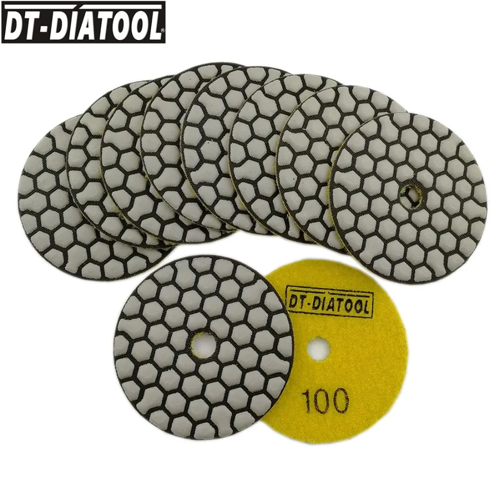 DT-DIATOOL-Flexible Sanding Disc for Granite Marble Dry Polishing Pads Resin Bond Diamond Diameter 3Inch 80mm 10Pcs per SetDisc dt diatool diamond drill core bits drilling bits sets 5 8 11 connection hole saw cutter mixed size plus finger bits for marble