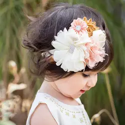 Новая мода Лидер продаж для детей маленьких девочек Жемчуг кружево цветы повязка на голову головные уборы повязка для волос украшения на