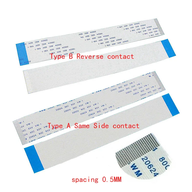 

100Pcs FPC Flexible Flat Cable FFC 0.5MM 100MM A B type interface 4P 5P 6P 8P 10P 12P 14P 16P 18P 20P 22P 24P-60P 10cm