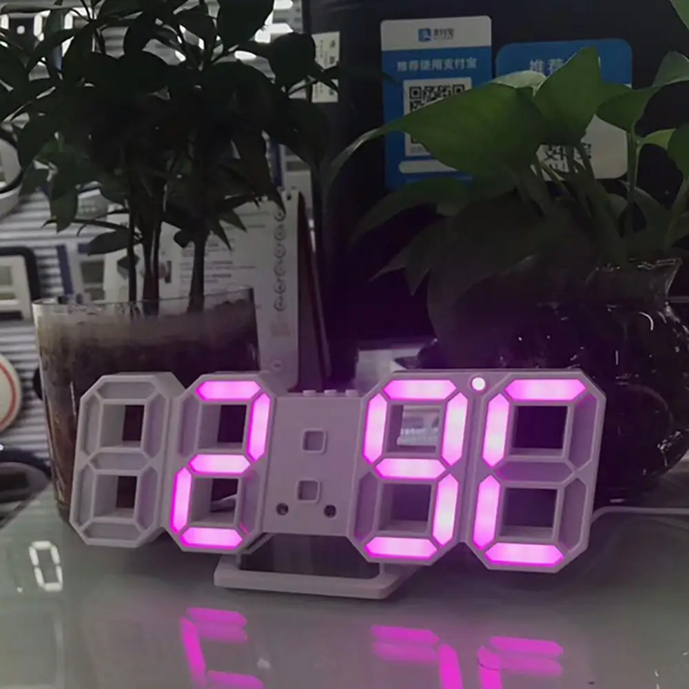 Интеллектуальный Термометр 3D светодиодный настенные часы стерео электронный цифровой будильник белая рамка/черная рамка - Цвет: White frame pink