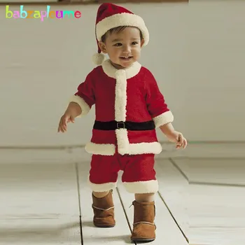 

babzapleume 2PCS/Christmas New Year newborn rompers for baby boys clothes cute Fleece jumpsuit+hats infant clothing sets BC1549