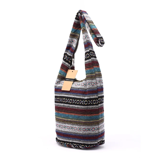 Women Vintage Shoulder Bag Mochila Retro Weave Fabric Messenger Bag Bohemian Style Hippie Aztec Folk Tribal Crossbody Bag 3